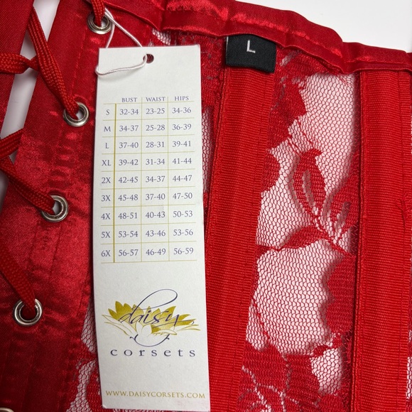 FINAL PRICE! Red Lace Corset Romantic Glam Lace Up Waist Cincher Size Large - Picture 11 of 16